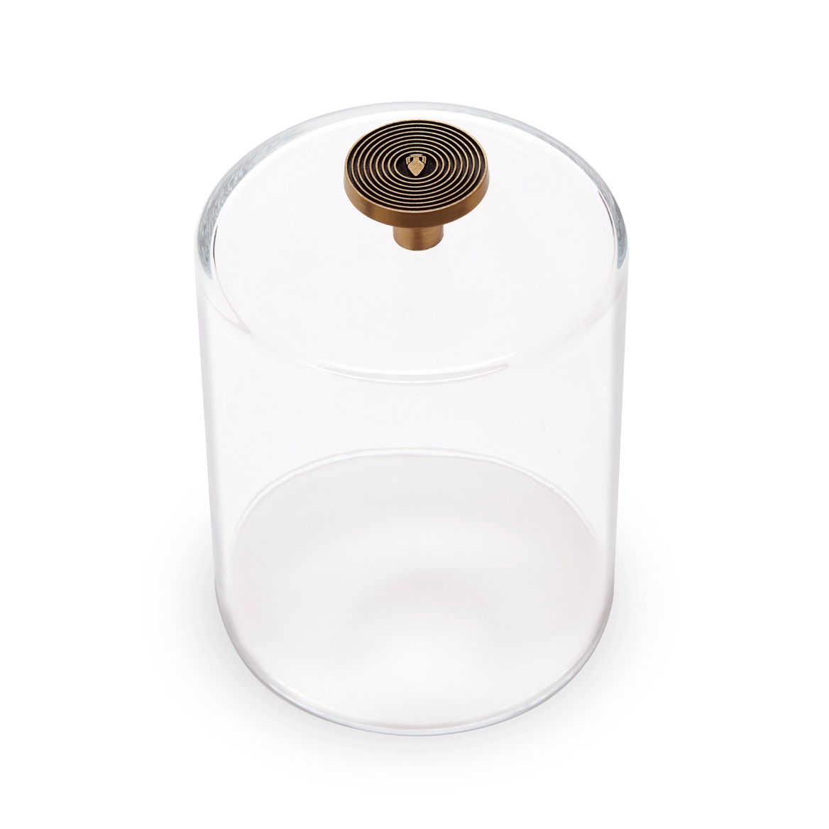 Glass cloche with metal knob