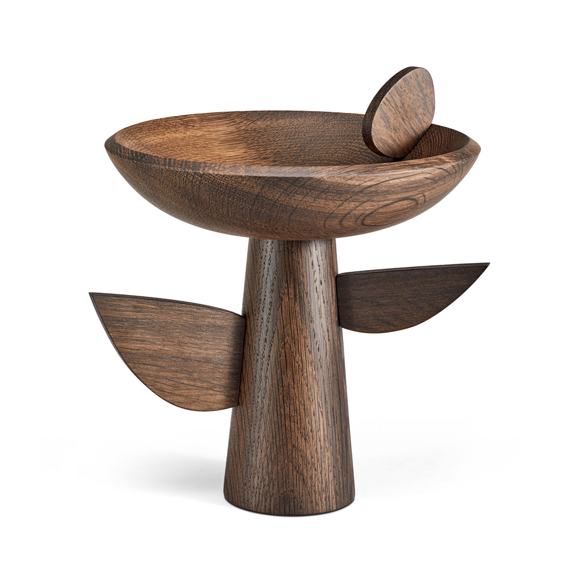 Kelly behun leaf bowl on stand, smoked oak