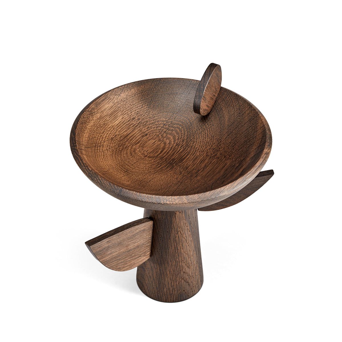 Kelly behun leaf bowl on stand, smoked oak