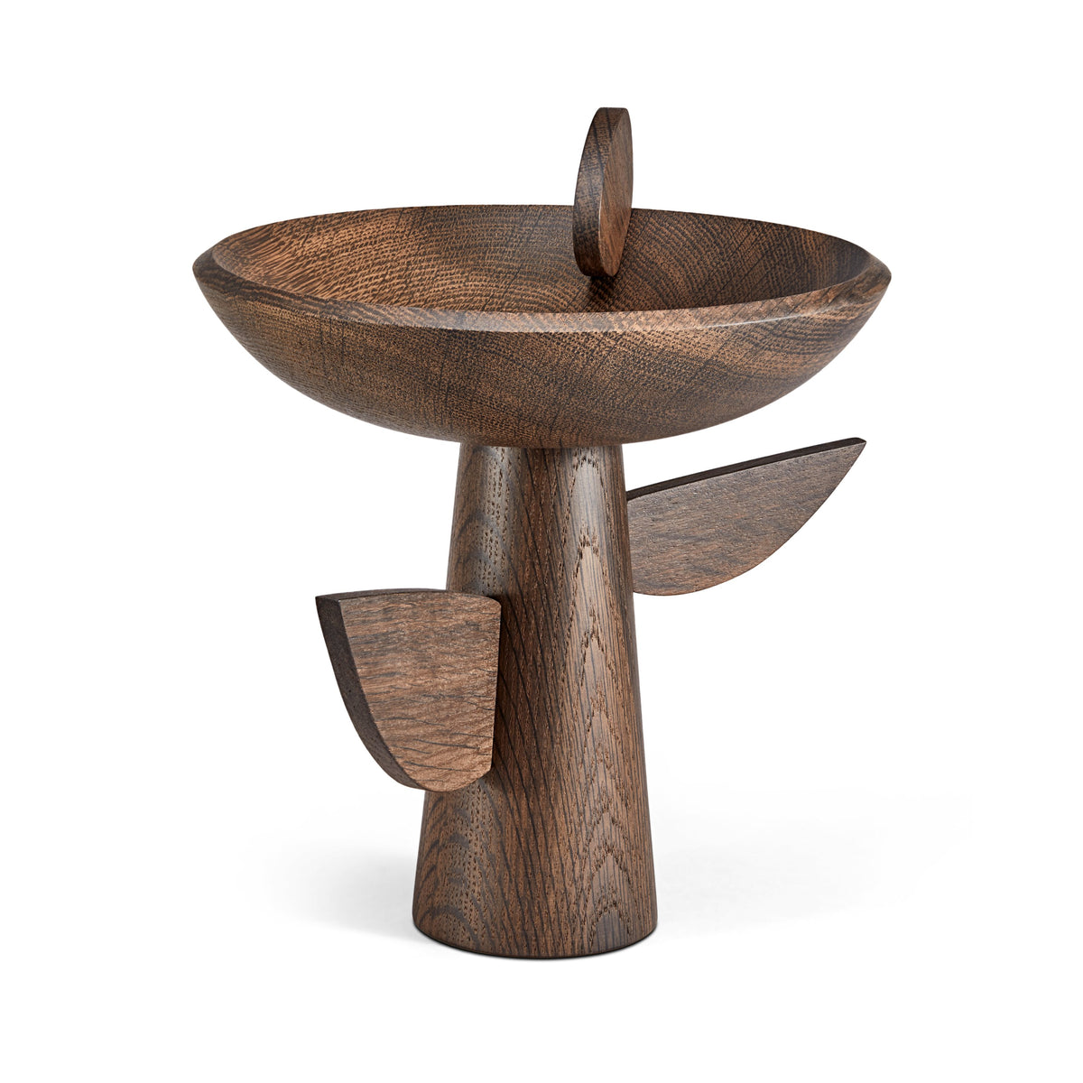 Kelly behun leaf bowl on stand, smoked oak