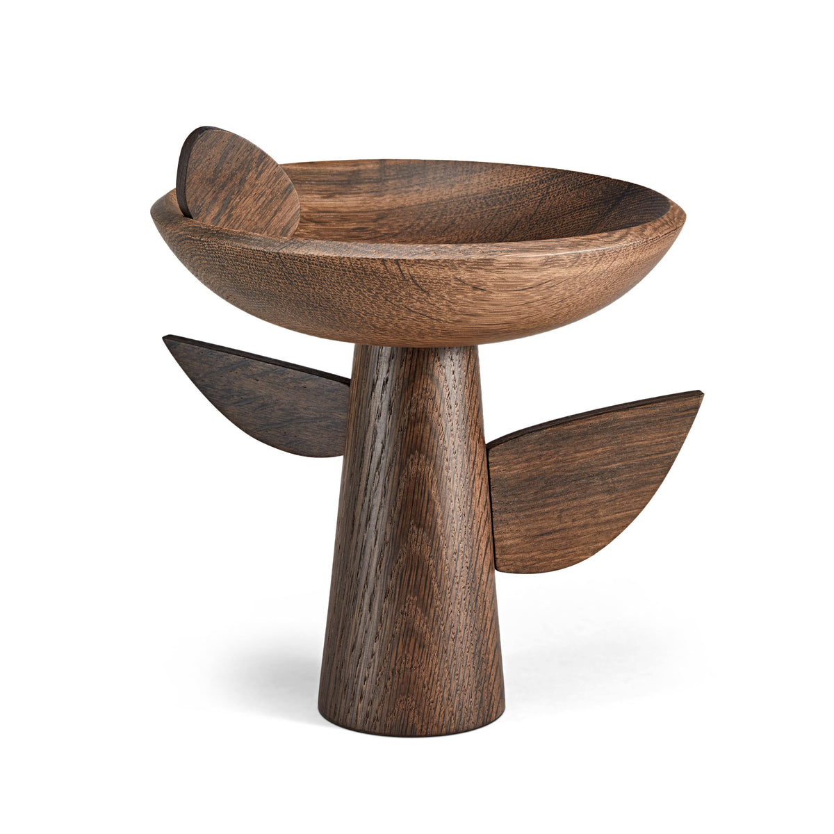 Kelly behun leaf bowl on stand, smoked oak